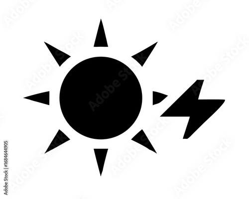 Solar energy and thunder: A simple, elegant graphic that captures the synergy of solar energy and lightning, symbolizing power, sustainability, and natural forces in a clean, contemporary style.