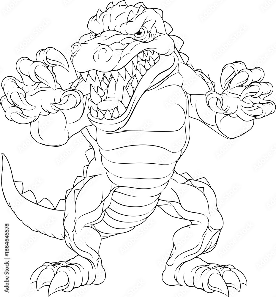 Fototapeta premium Crocodile Alligator Cartoon Lizard Dino Monster