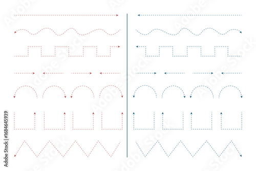 Neuroexercise 11. Graphic exercise for developing visual-motor coordination. Exercises for brain development, for the work of both hands. Vector.eps