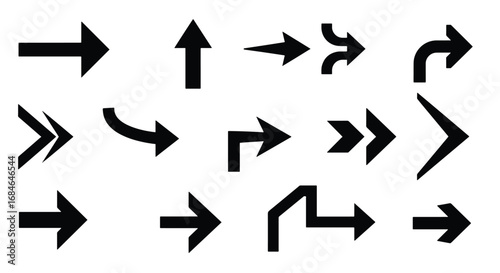 Collection of various arrow shapes in black and white.