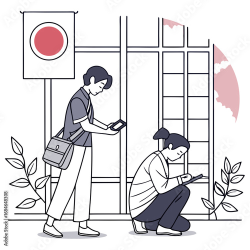 People using smartphone in japan 