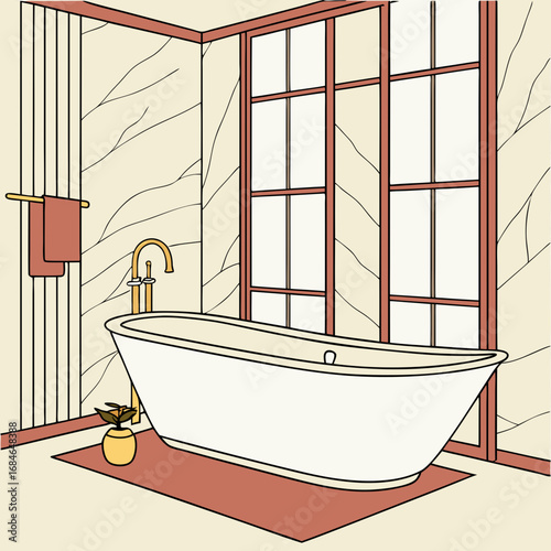 bathtub in the bathroom
