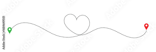 Dot line path route travel banner illustration with location map pin icon. Route location icon two pin sign and dotted line in eps 10.