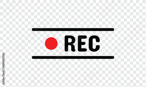 Vector illustration of four REC icons with a red dot, ideal for recording and media design purposes. Rec icons. of record buttons. video recording Sign . Vector illustration . EPS 10 .