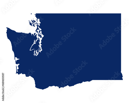 Karte von Washington in blauer Farbe 