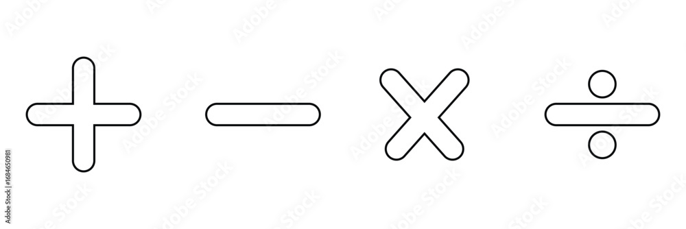 Obraz premium Math symbols for web. Simple addition, subtraction, multiplication, division symbol&nbsp;vector&nbsp;design. Vector&nbsp;illustration&nbsp;.&nbsp;EPS&nbsp;10&nbsp;.