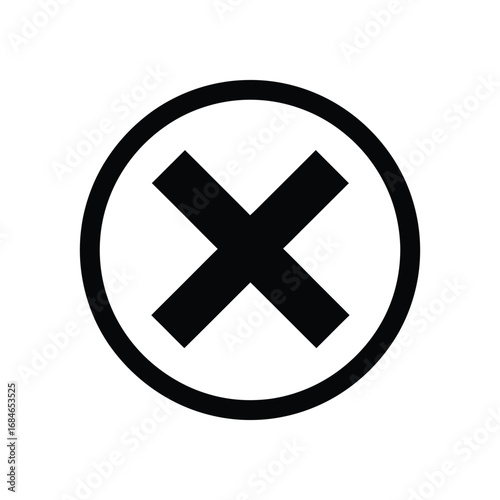 Circular prohibition symbol, depicting a black 'X' inside a white circle, graphic design elements