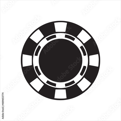  A casino chips icon silhouette on a white background