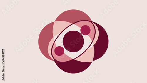 Abstract geometric design with overlapping circles and ellipses in shades of pink and burgundy pattern