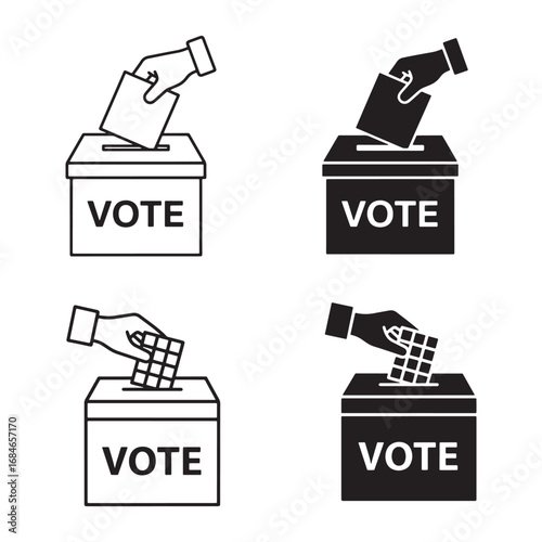 Vote ballot box icon set