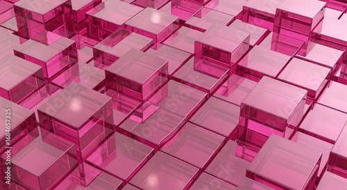 Abstract Composition of Pink Glass Cubes