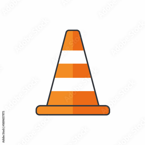 A vibrant orange and white striped traffic cone icon clearly symbolizes caution and road safety, marking a temporary hazard or construction zone.