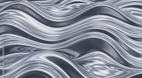 Abstract Metallic Waves: Fluid, Reflective, and Textured Silver