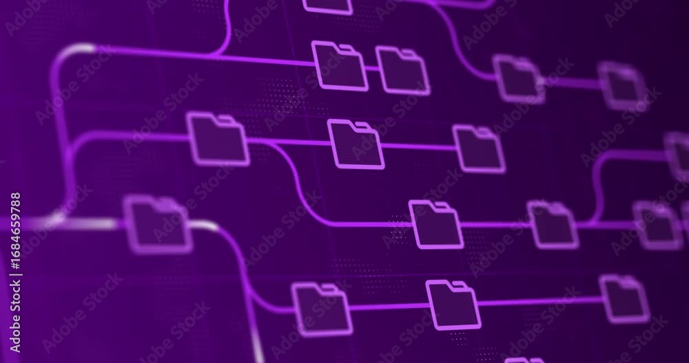 Data flow visualization, file system data transfer, copying files digital code transmission, files and folders, footage Data flow visualization, file system data transfer, copying files digital code transmission, files and folders, footage