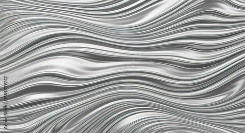 Abstract Silver Waves: A Fluid, Metallic, Textured, and Reflecti