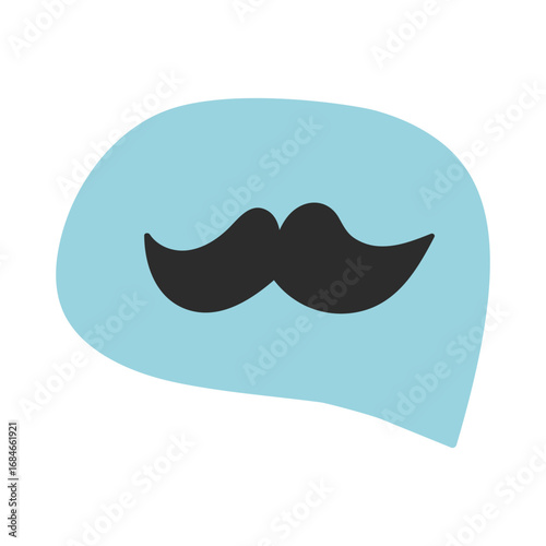 Speech bubble with moustache. November no shave month. Hand drawn vector illustration on white background.