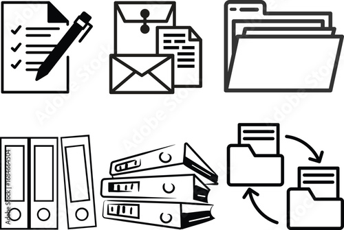 Folder icon set. Documents directory. Desktop icons. My computer PC shortcut signs. System software and devices. New eleven inspired vector illustrations.Document symbol icon for website design.