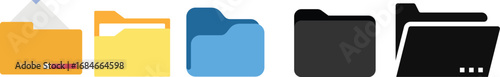 Folder icon set. Documents directory. Desktop icons. My computer PC shortcut signs. System software and devices. New eleven inspired vector illustrations.Document symbol icon for website design.