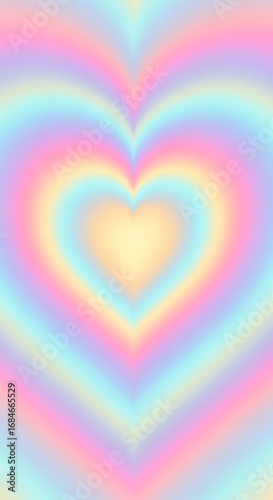 Soft Focus Heart Shape with Pastel Rainbow Gradient Aura image photo