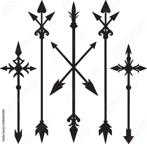 Ornate arrow and spearhead designs decorative embellishments graphic elements collection