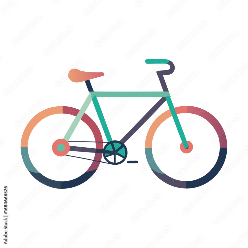 Fototapeta premium Minimal flat bicycle icon with soft pastel gradient