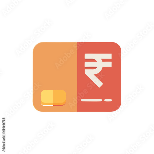 Minimal flat icon of a prepaid card with a rupee symbol