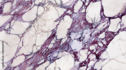Seamless Calacatta Viola marble texture with bold purple veins on a creamy white surface, elegant natural stone pattern for interiors and luxury surfaces