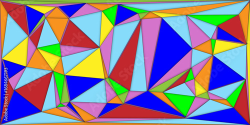 Wallpaper Mural Colorful seamless geometric mosaic pattern with abstract triangles, a creative and decorative vector wallpaper design. Abstract stained glass mosaic texture featuring varying shades of teal and gray. Torontodigital.ca