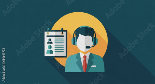 Customer service representative call center agent support tech online help desk virtual assistant icon vector
