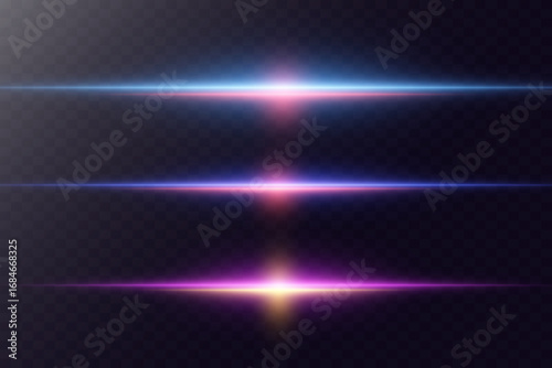 Neon effect, flashes of bright laser beams. Vector EPS 10.