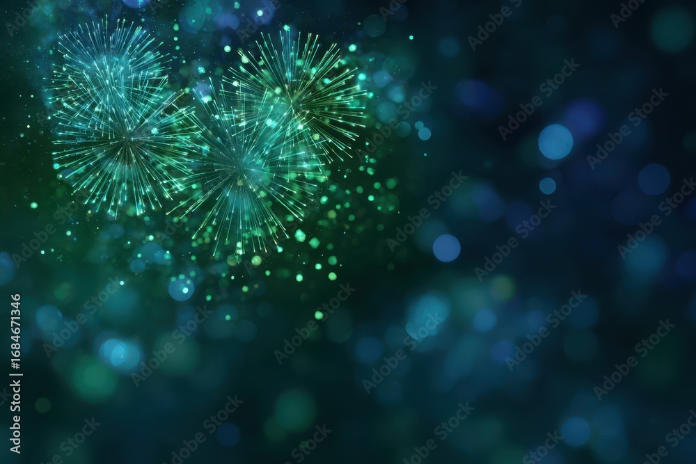 Fototapeta premium Celebration of New Years Eve with vibrant fireworks lighting up the night sky during a festive party atmosphere