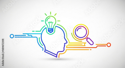 Creative thinking idea generation innovation search solution concept design vector illustration art graphic