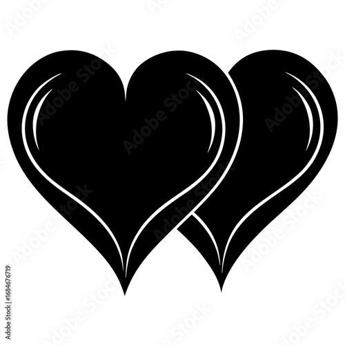 Intertwined hearts silhouette love romance