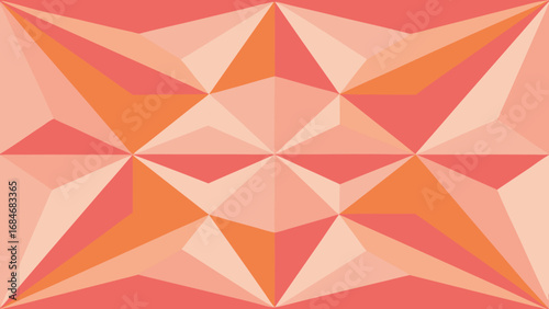 Geometric Faceted Pattern in Shades of Pink and Orange polygonal abstract