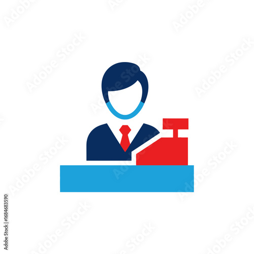 Businessperson at a Point of Sale Terminal Icon.