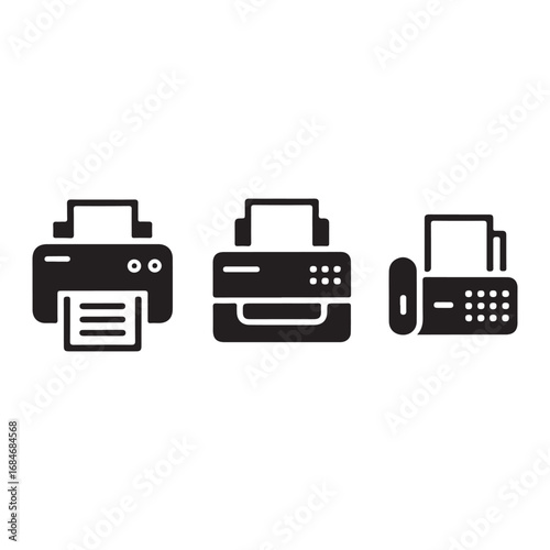 Printer and fax machine icon set
