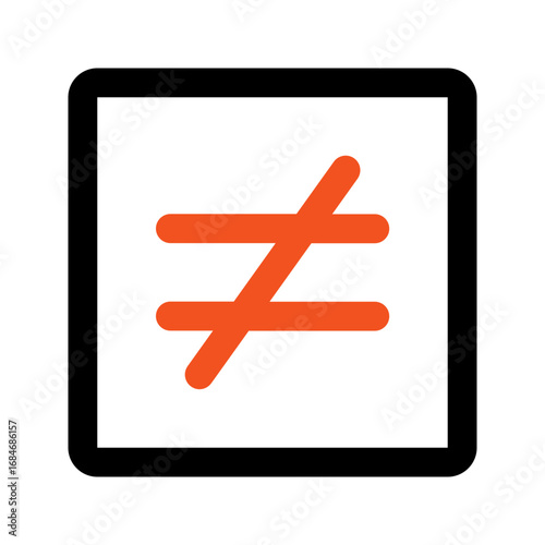 not equal outline color icon