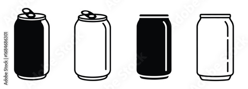 Soda can icon vector illustration black line.. Beverage, sign and symbol soda and juice silhouette.