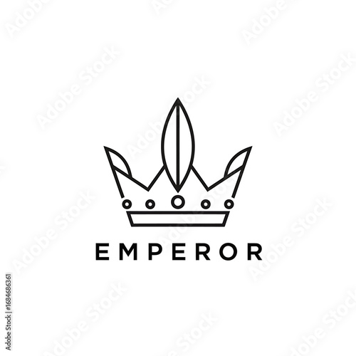 Minimalist line art illustration of a crown with the word "EMPEROR" beneath it, centered on a white background.