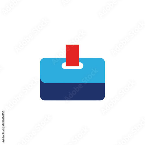 Blue and Navy Identification Card with Red Strap.