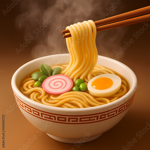 Wallpaper Mural Authentic japanese ramen noodle soup with egg, narutomaki, and green Torontodigital.ca