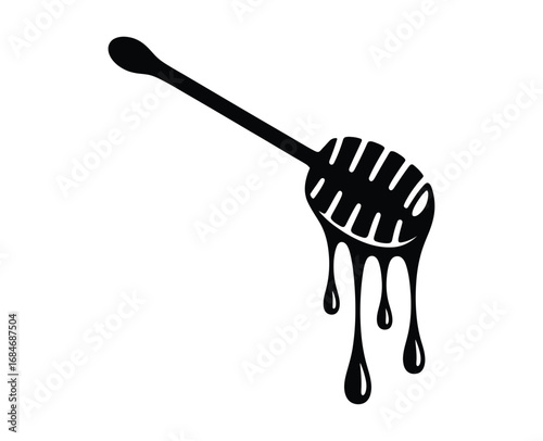 Honey dipper vector illustration dripping honey sweet food icon