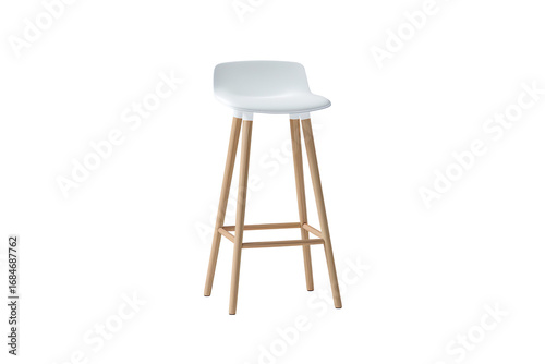 Modern tan leather bar stool on wooden legs