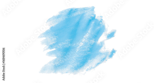 Light blue watercolor composition on transparent background. Hand drawn brush strokes and texture. Abstract brush strokes. Liquid ink pattern.