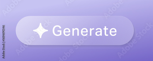 AI generate glass prompt text button for artificial intelligence applications featuring tech interface and glassmorphism modern frame vector gloss design for digital assistant generate and search bar.