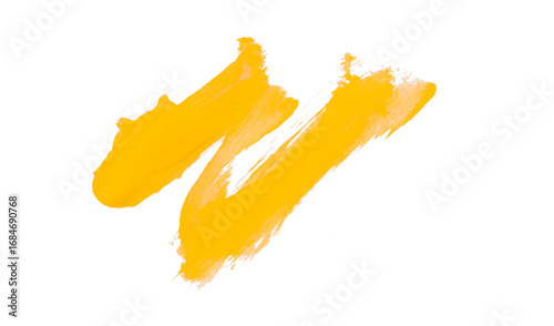 Yellow watercolor composition on transparent background. Hand drawn brush strokes and texture. Abstract brush strokes. Liquid ink pattern.