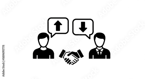 Business deal negotiation agreement partnership collaboration success strategy teamwork discussion icon vector graphic