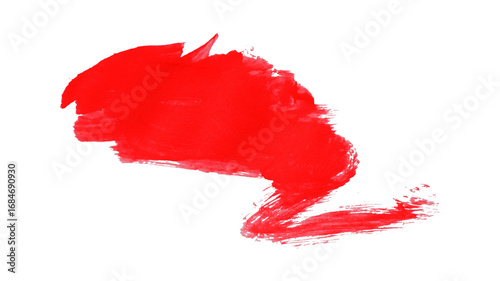 Red watercolor composition on transparent background. Hand drawn brush strokes and texture. Abstract brush strokes. Liquid ink pattern.