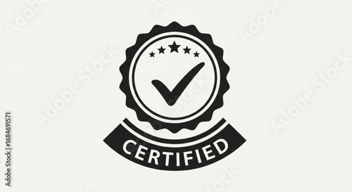 Certified quality assurance check mark icon vector illustration seal of approval guarantee standard 100 percent
