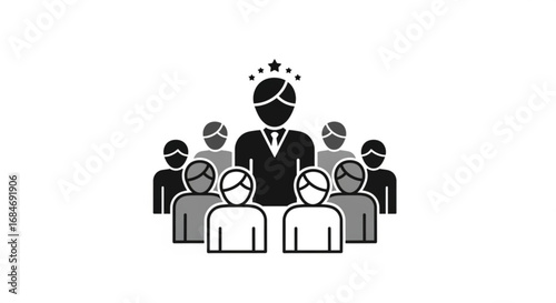 Leadership team icon vector illustration of leader and team members for business success and management concept